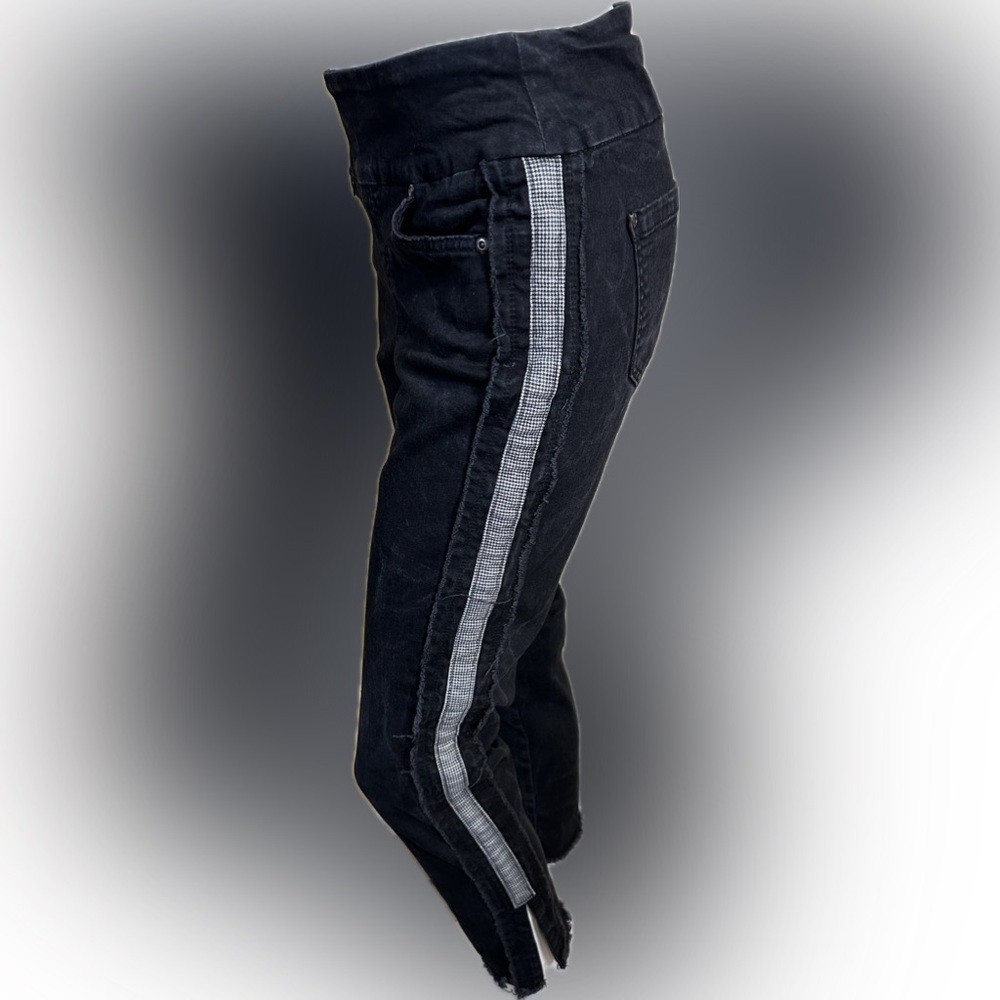 Lisette L Montreal Skinny Ankle Pull On Jeans With Side Ribbon Distressed Style